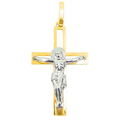 Pingente-Crucifixo-De-Ouro-Amarelo-e-Ouro-Branco-18k