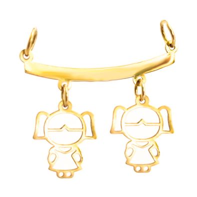 Pingente-Canga-Duas-Meninas-Ouro-Amarelo-18k