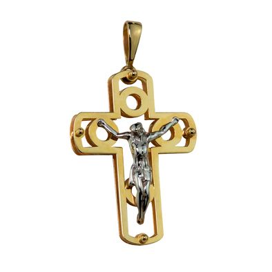 Pingente-Crucifixo-De-Ouro-Amarelo-e-Ouro-Branco-18k